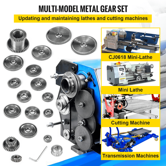 VEVOR 18pcs/Set CJ0618 Lathe Mini Lathe Gears Metal Cutting Machine Gears Lathe Gears Metal Exchange Gear (18pcs/Set), Goodies N Stuff