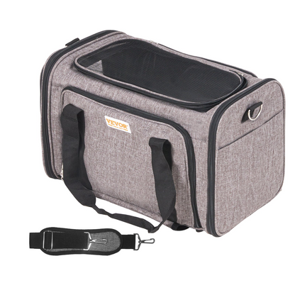 VEVOR Cat Carrier with Wheels, Airline Approved Rolling Pet Carrier with Telescopic Handle and Shoulder Strap, Dog Carrier with Wheels for Pets under 25 lbs, with 1 Folding Bowl, Grey, Goodies N Stuff