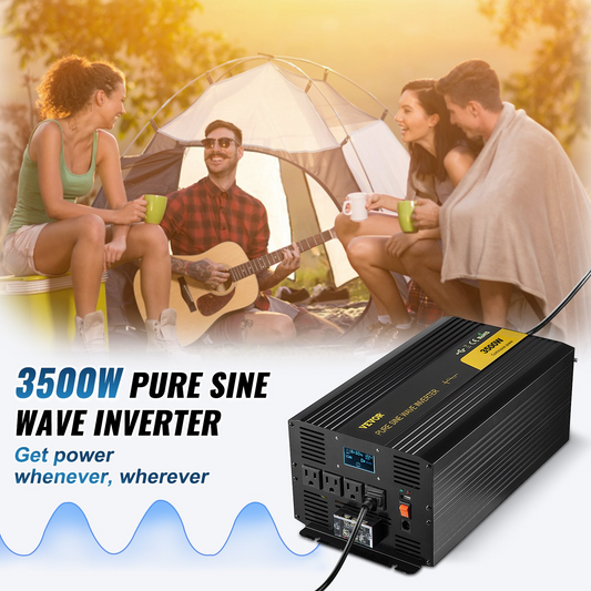 VEVOR Pure Sine Wave Inverter 3500 Watt Power Inverter, DC 12V to AC 120V Car Inverter, with USB Port LCD Display Remote Controller and AC Outlets (GFCI), for RV Truck Car Solar System Travel Camping, Goodies N Stuff