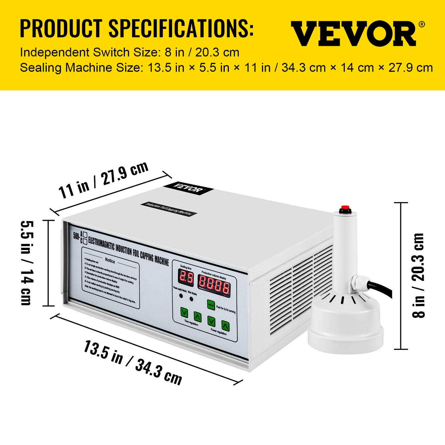 VEVOR Induction Sealer, 20mm-100mm 110V Induction Bottle Sealing Machine, Induction Sealing Machine, White Bottle Cap Sealing Machine for Bottles, Goodies N Stuff