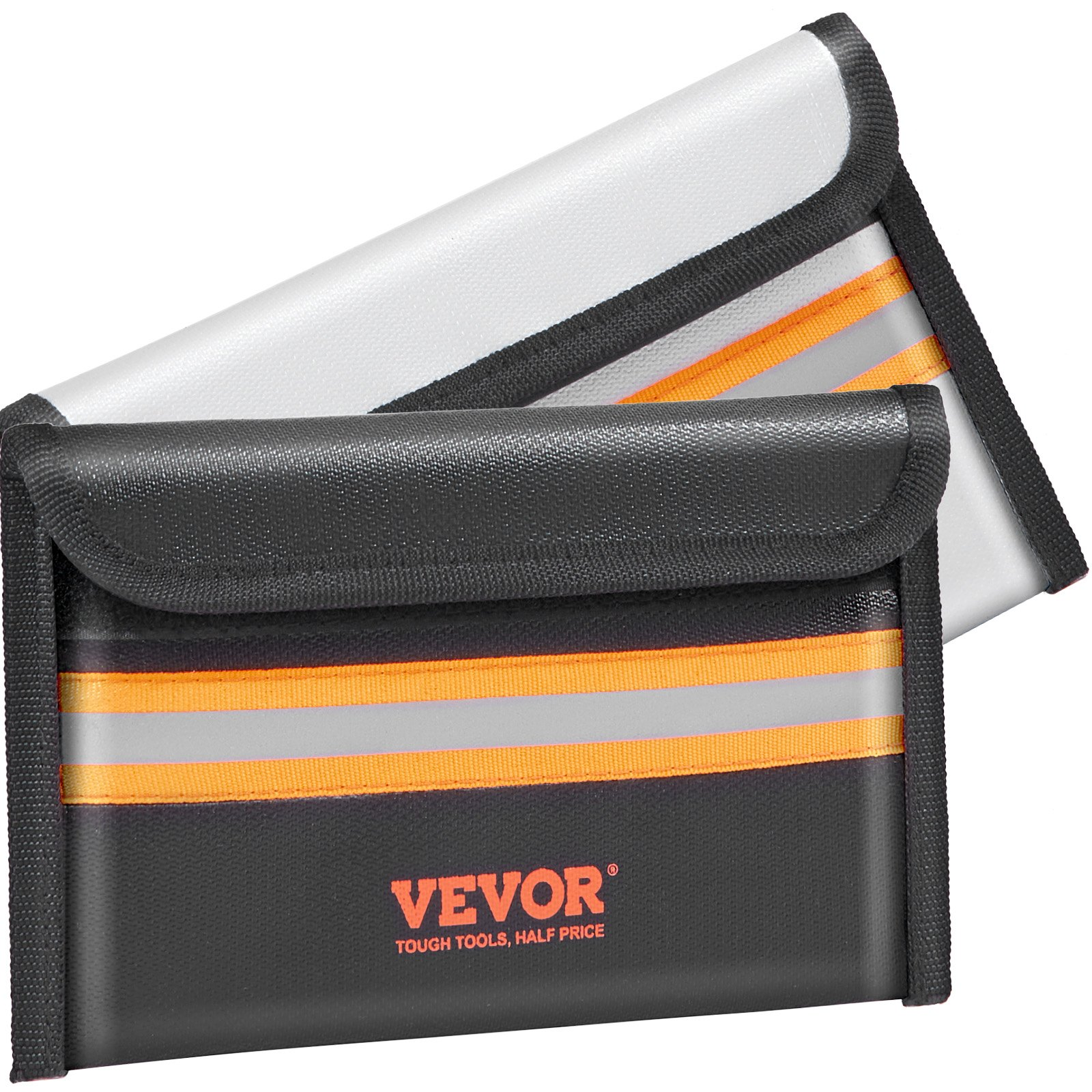 VEVOR Fireproof Document Bag, 2 pcs 8"x5" Fireproof Money Bag 2000℉, Fireproof and Waterproof Bag with Zipper and Reflective Strip, for Money, Documents, Jewelry and Passport, Goodies N Stuff