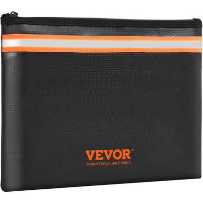 VEVOR Fireproof Document Bag, 13.4"x10" Fireproof Money Bag 2000℉, Fireproof and Waterproof Bag with A Card Pocket, Zipper, and Reflective Strip, for Money, Documents, Jewelry and Passport, Goodies N Stuff