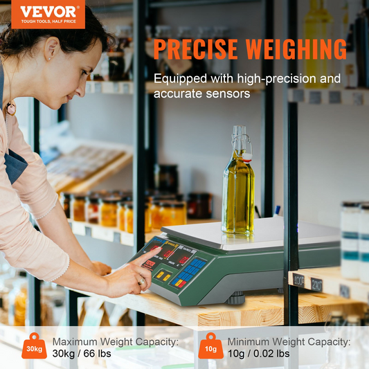 VEVOR Electronic Price Computing Scale, 66 LB Digital Deli Weight Scales, LED Digital Commercial Food Fruit Meat Produce Counting Weight, for Retail Outlet Store, Kitchen, Restaurant Market, Farmer, Goodies N Stuff