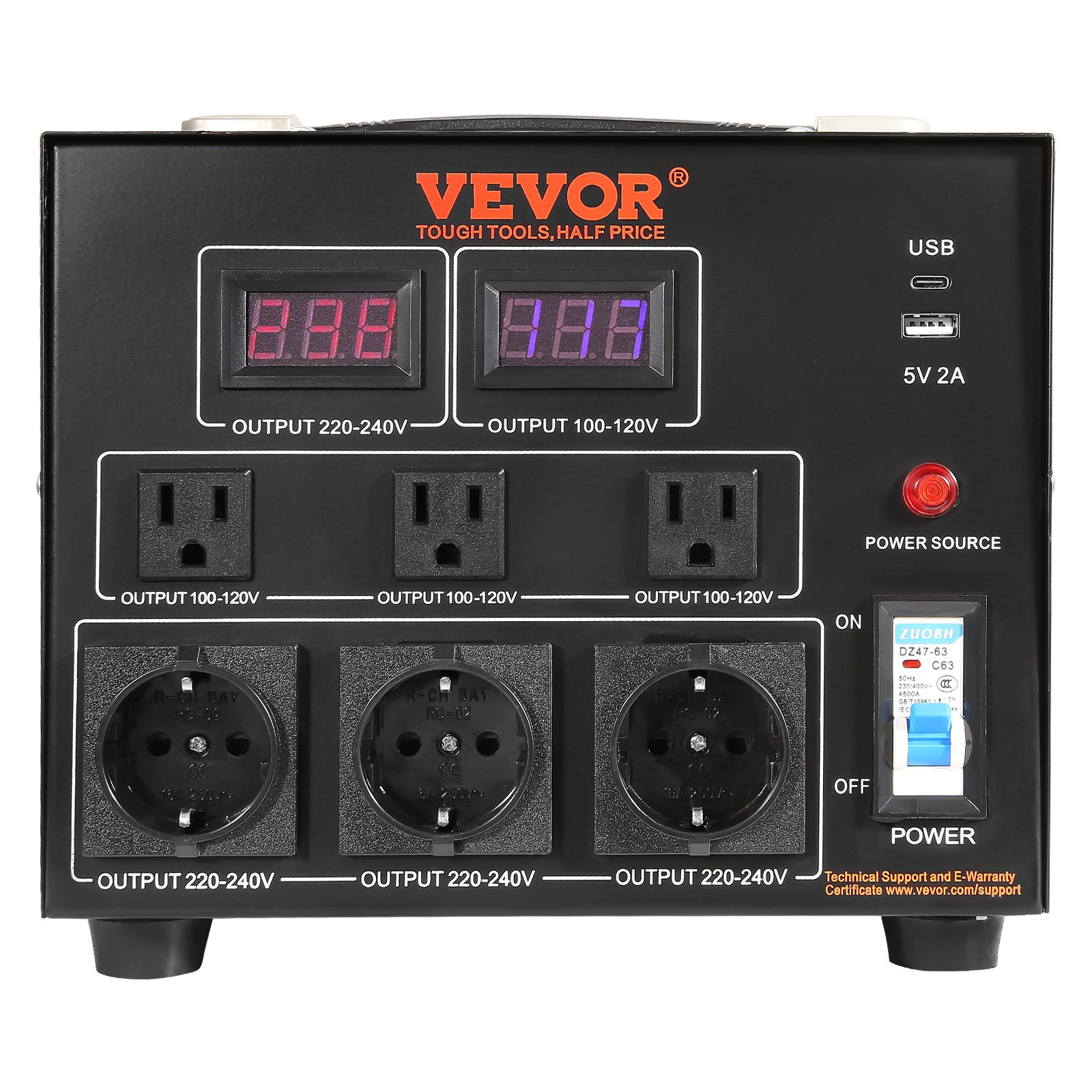 VEVOR Voltage Converter Transformer, 3000W, Heavy Duty Step Up/Down Transformer, Convert from 110 Volt to 220 Volt and  from 220 Volt to 110 Volt, with US Outlet EU Outlet 5V USB Port, CE Certified, Goodies N Stuff