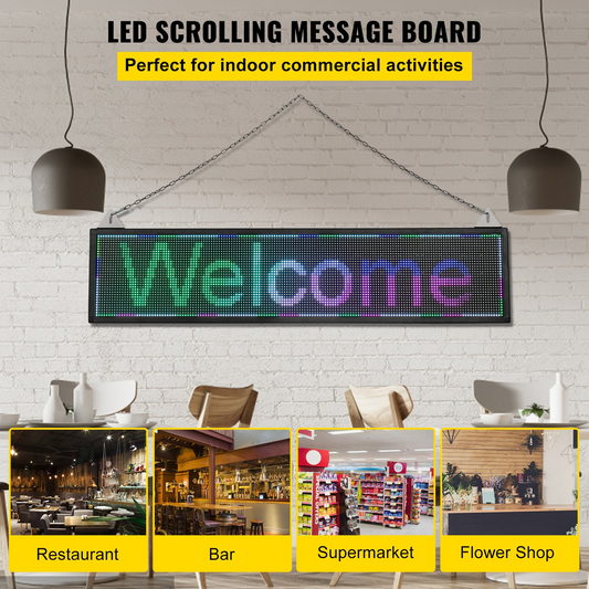 VEVOR LED Scrolling Sign, 40" x 9" WiFi & USB Control, Full Color P6 Programmable Display, Indoor High Resolution Message Board, High Brightness Electronic Sign, Perfect Solution for Advertising, Goodies N Stuff