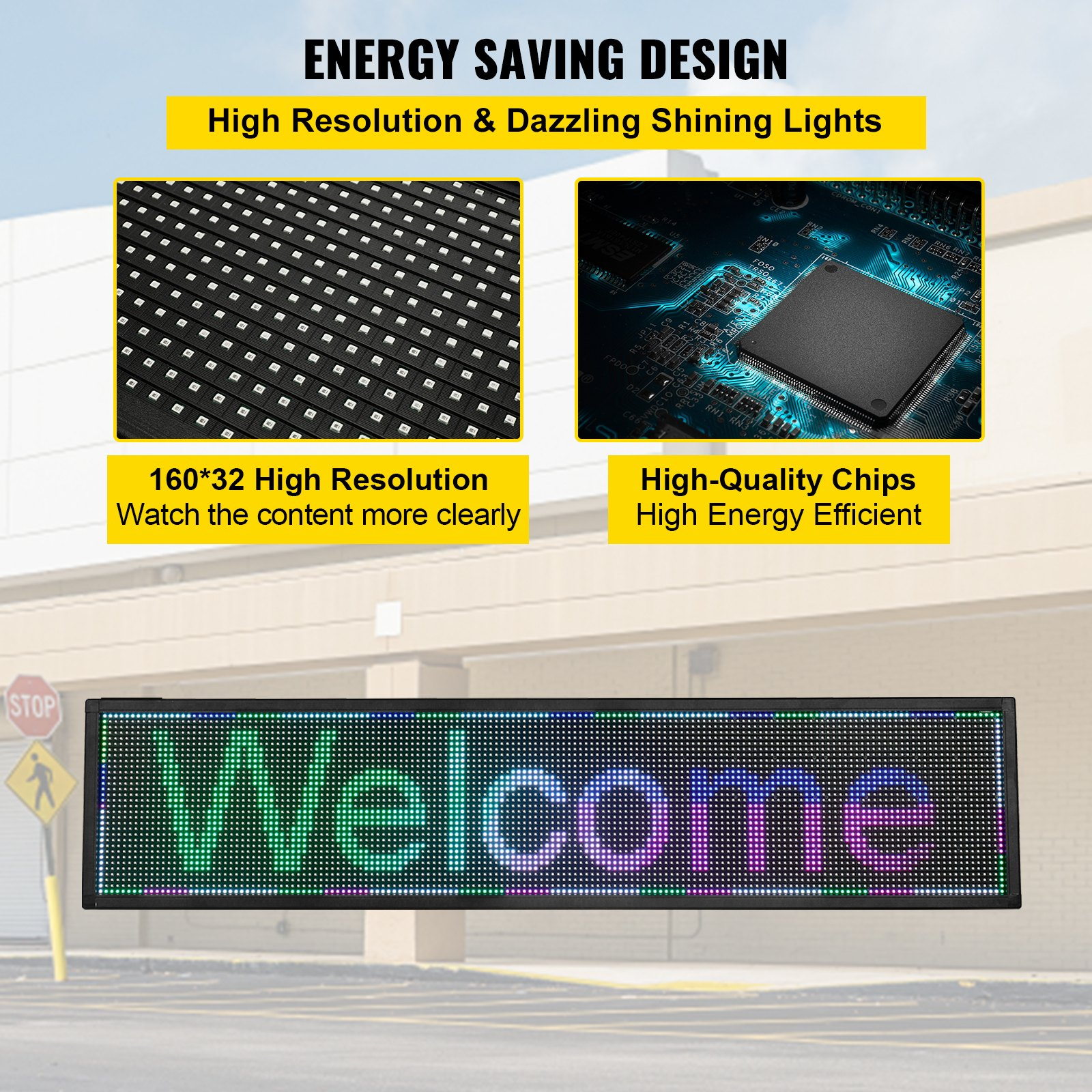 VEVOR LED Scrolling Sign, 40" x 9" WiFi & USB Control, Full Color P6 Programmable Display, Indoor High Resolution Message Board, High Brightness Electronic Sign, Perfect Solution for Advertising, Goodies N Stuff