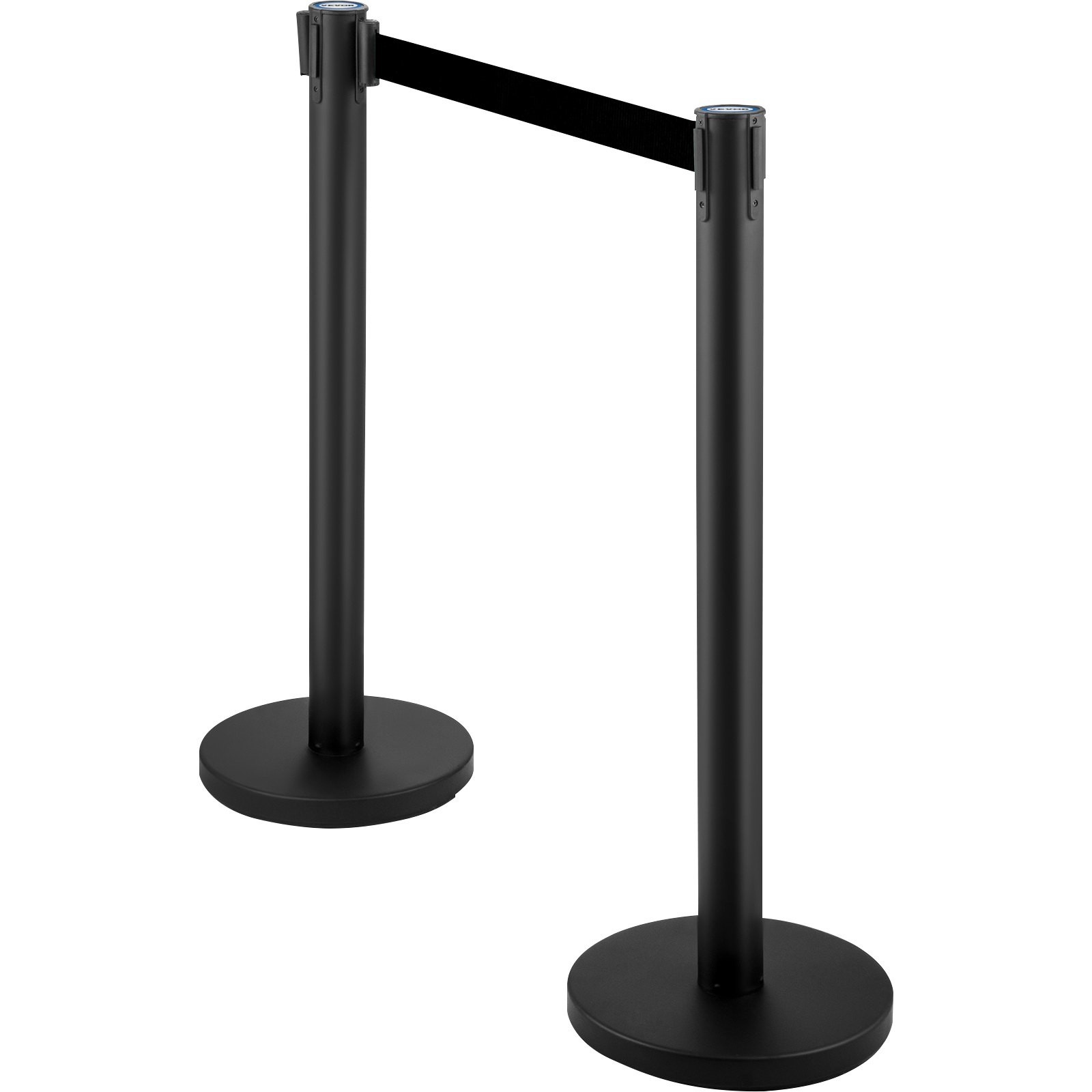 VEVOR Crowd Control Stanchion, Set of 4 Pieces Stanchion Set, Stanchion Set with 6.6 ft/2 m Black Retractable Belt, Black Crowd Control Barrier w/Concrete and Metal Base – Easy Connect Assembly, Goodies N Stuff