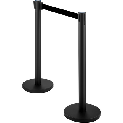 VEVOR 6 PCS Black Stanchion Posts Stainless Steel Stanchion Queue Post Black Belt Retractable 36In for Both Indoor and Outdoor use., Goodies N Stuff