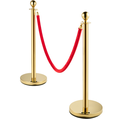 VEVOR 4PCS Gold Stanchion Posts Queue, 38 Inch Red Velvet Rope, Crowd Control Barriers Queue Line Rope, Barriers for Party Supplies, Goodies N Stuff