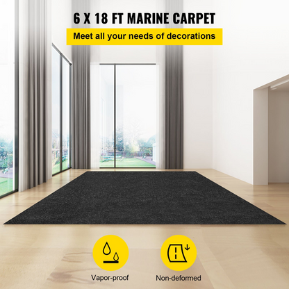 VEVOR Marine Carpet, 6 x 18 ft Boat Carpeting, Charcoal Black Marine Grade Boat Carpet, Indoor/Outdoor Marine Carpeting w/ Water-proof TPR Backing, Water-proof Carpet Roll for Home, Patio, Porch, Deck, Goodies N Stuff