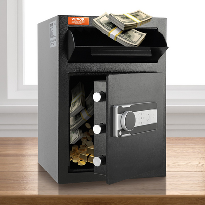 VEVOR 2.5 Cub Depository Safe, Deposit Safe with Drop Slot, Electronic Code Lock and 2 Emergency Keys, 20.27'' x 13.97'' x 13.97'' Business Drop Slot Safe for Cash, Mail in Home, Hotel, Office, Goodies N Stuff