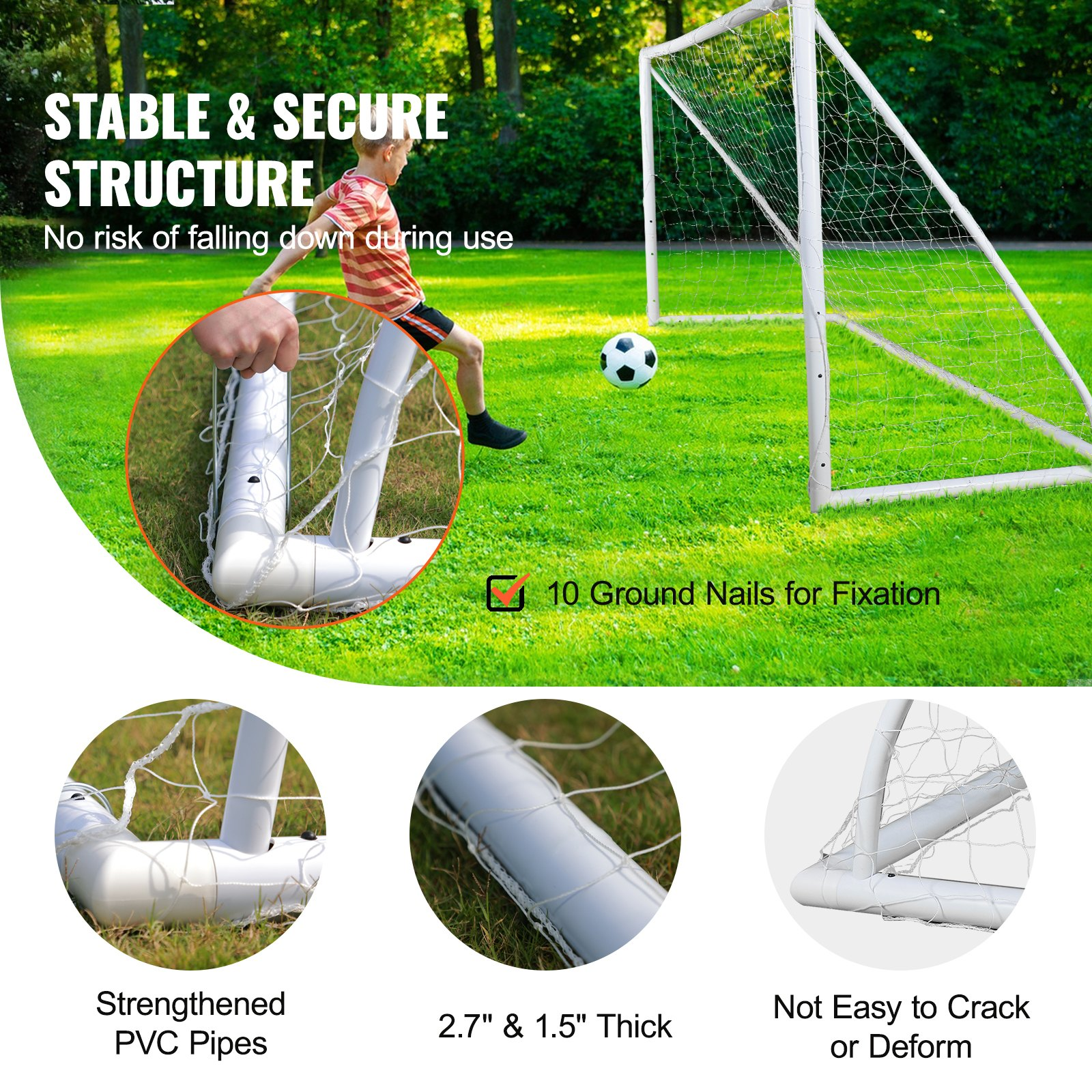 VEVOR Portable Soccer Goal, 12x6 ft Soccer Net, Adults Kids Backyard Soccer Net, Goodies N Stuff