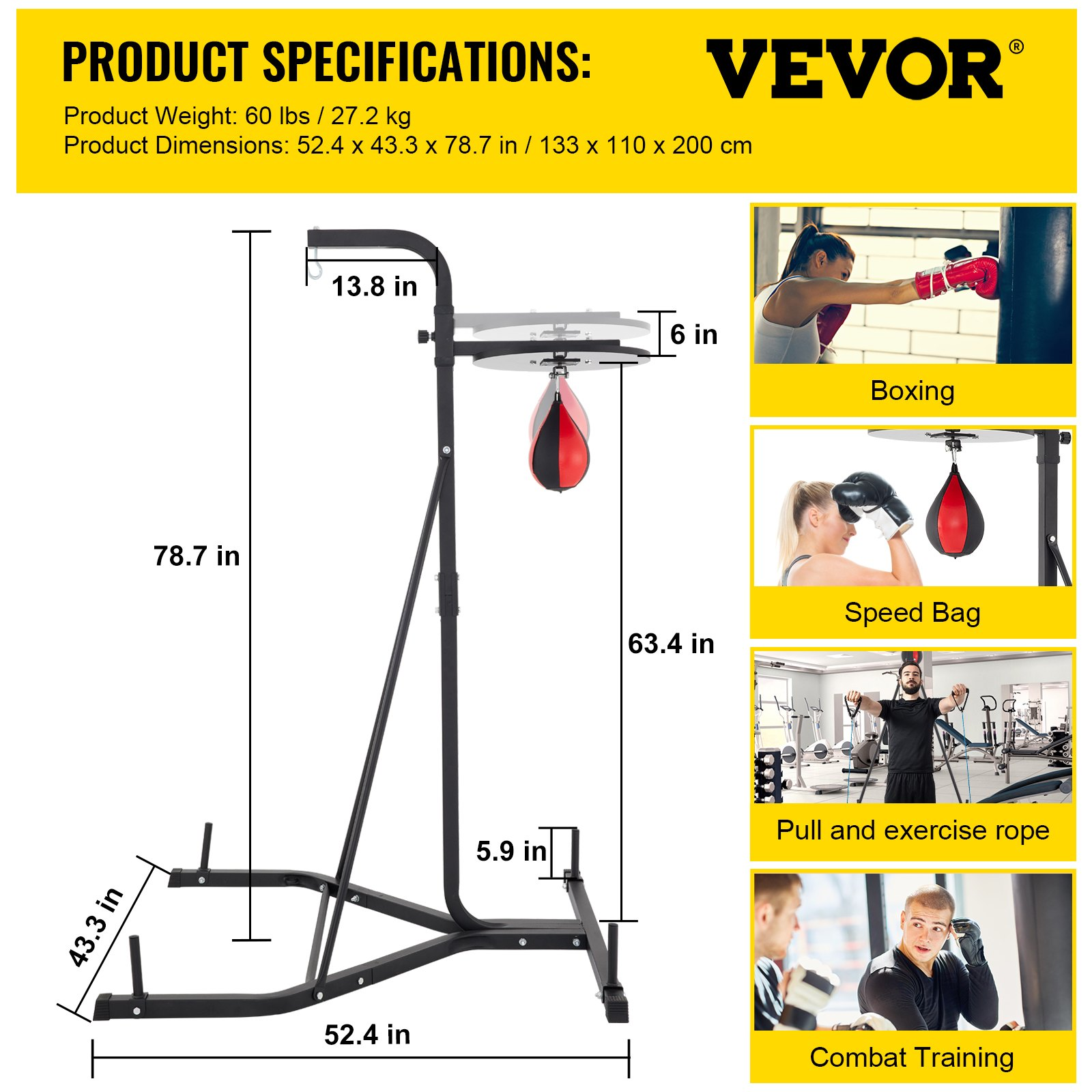 VEVOR Heavy Bag Stand with Speed Ball | Height Adjustable Punching Bag Stand, Goodies N Stuff