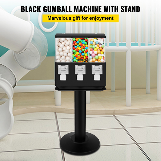 VEVOR Triple Head Candy Vending Machine, 1-inch Gumball Vending Machine, Commercial Gumball Vending Machine with Stand and Adjustable Candy Outlet Size, Candy Vending Machine for Home, Gaming Stores, Goodies N Stuff