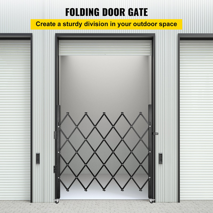 VEVOR Single Folding Security Gate, 5.1'H x 5.9'W （61 x 71 inch）Folding Door Gate, Steel Accordion Security Gate, Flexible Expanding Security Gate, 360° Rolling Barricade Gate, Scissor Gate/Door with Padlock, Goodies N Stuff