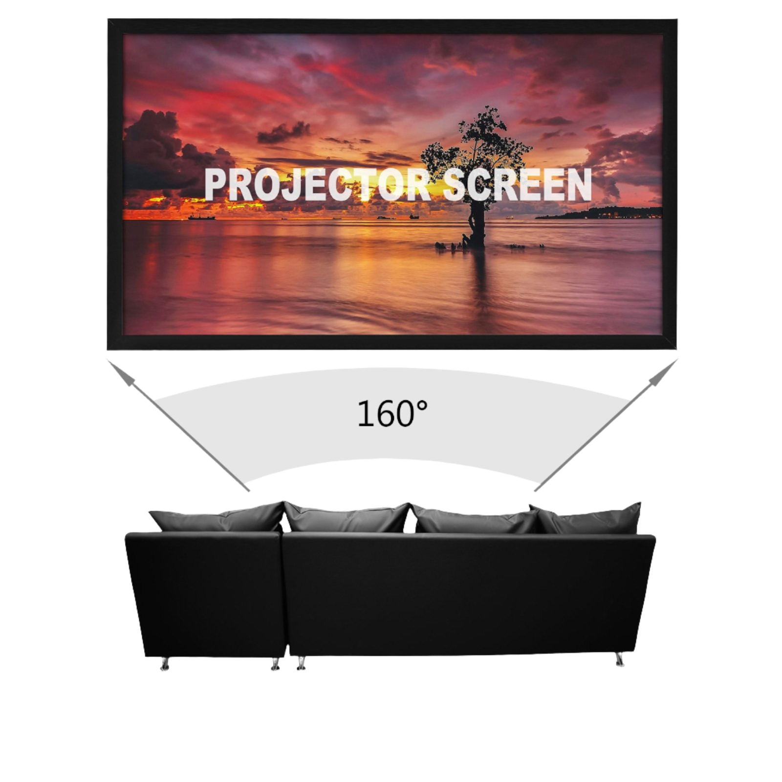 VEVOR Projector Screen Fixed Frame 110inch Diagonal 16:9 4K HD Movie Projector Screen with Aluminum Frame Projector Screen Wall Mounted for Home Theater Office Use, Goodies N Stuff