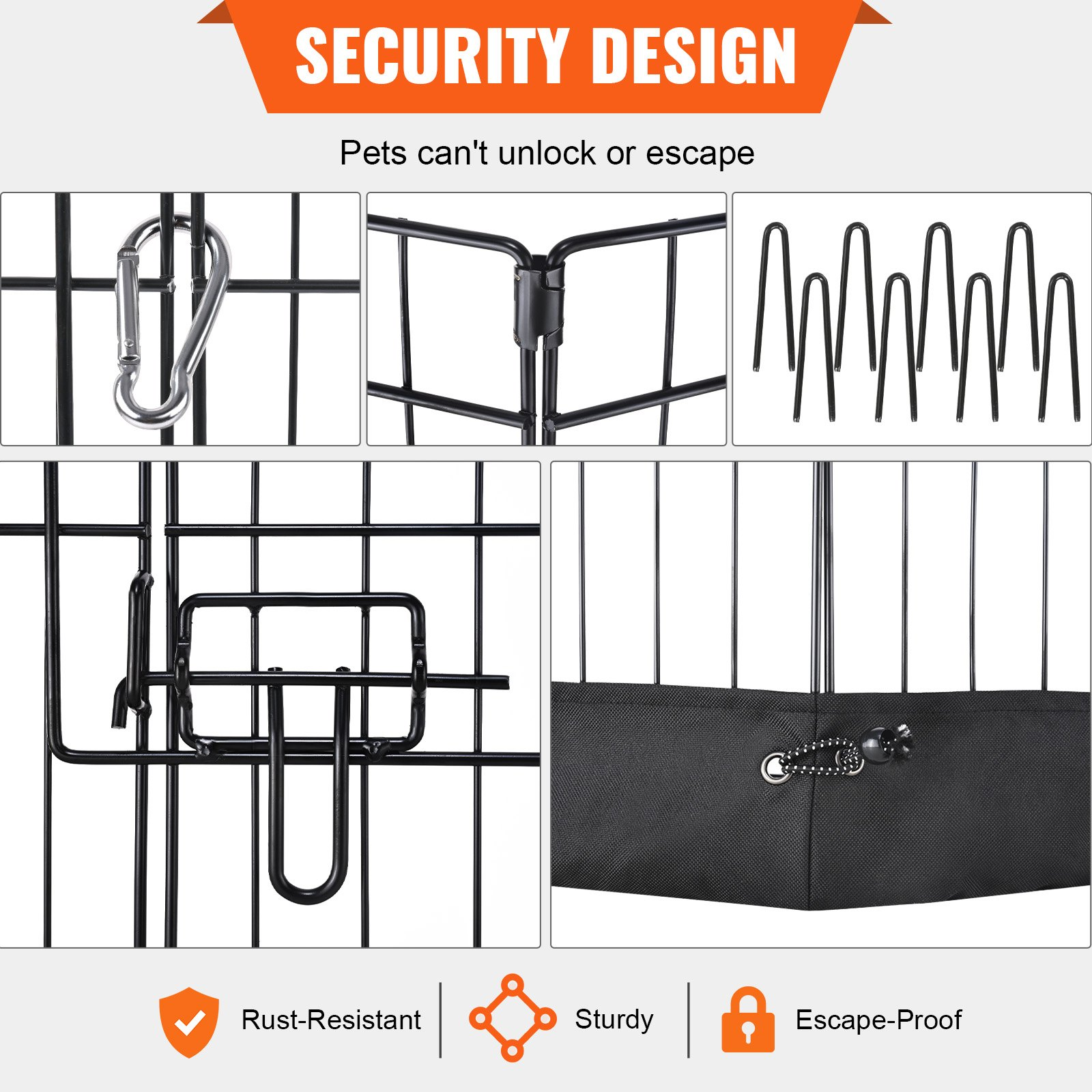 VEVOR Dog Playpen, 8 Panels Foldable Metal Dog Exercise Pen with Top Cover and Bottom Pad, 24" H Pet Fence Puppy Crate Kennel, Indoor Outdoor Dog Pen for Small Medium Pets, for Camping, Yard, Goodies N Stuff