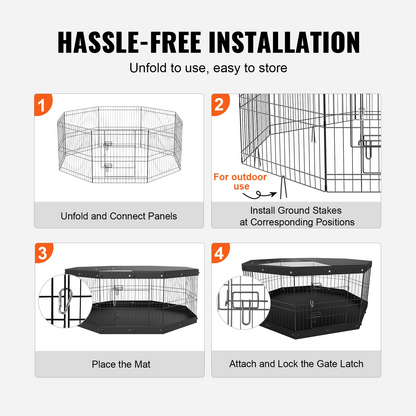 VEVOR Dog Playpen, 8 Panels Foldable Metal Dog Exercise Pen with Top Cover and Bottom Pad, 24" H Pet Fence Puppy Crate Kennel, Indoor Outdoor Dog Pen for Small Medium Pets, for Camping, Yard, Goodies N Stuff