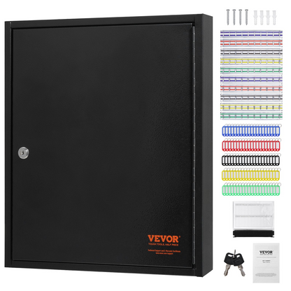 VEVOR 100-Key Cabinet, Key Lock Box with Adjustable Racks, Security Key Storage Box Steel, Key Organizer with 100 Colorful Key Tags and 2 Record Cards for School, Office, Hotel, Goodies N Stuff