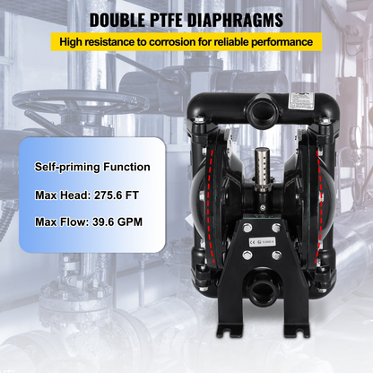 VEVOR Air-Operated Double Diaphragm Pump 1 inch Inlet Outlet Aluminum 35 GPM Max 120PSI for Industrial Use, QBY4-25LF46-1inch-35, Goodies N Stuff