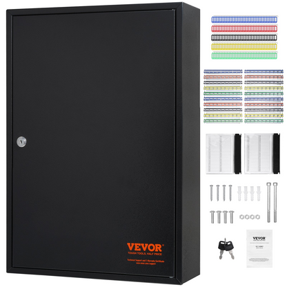 VEVOR 200-Key Cabinet, Key Lock Box with Adjustable Racks, Security Key Storage Box Steel, Key Organizer with 200 Colorful Key Tags and 4 Record Cards for School, Office, Hotel, Goodies N Stuff