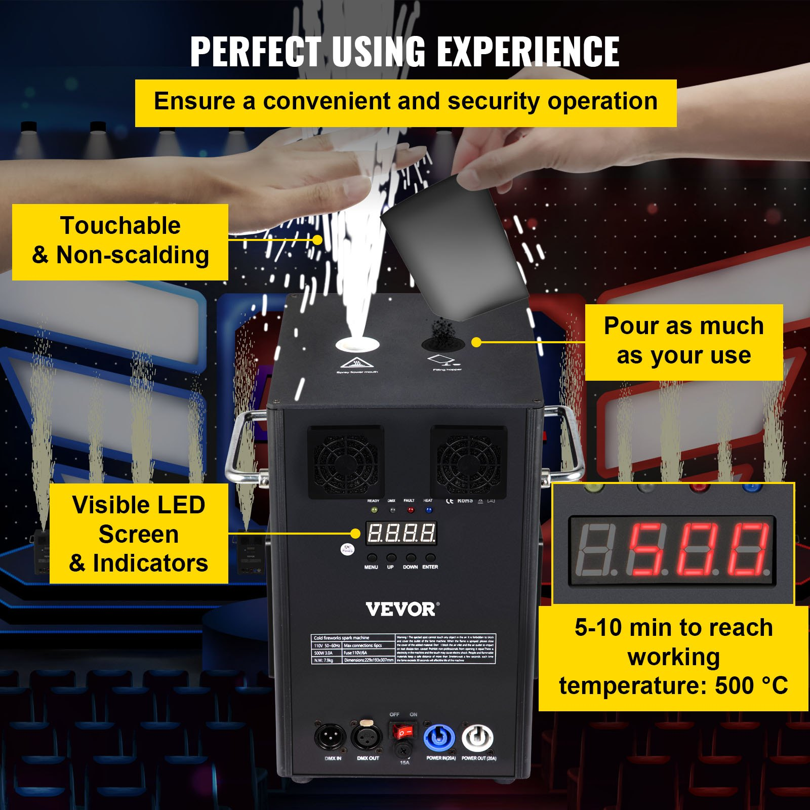 VEVOR 700W 2pcs Large Stage Equipment Special Effect Machine, Smart DMX Control Stage Equipment Showing Machine, Stage Lighting Effect Machine with Wireless Remote Control for Musical Show, Wedding, Goodies N Stuff