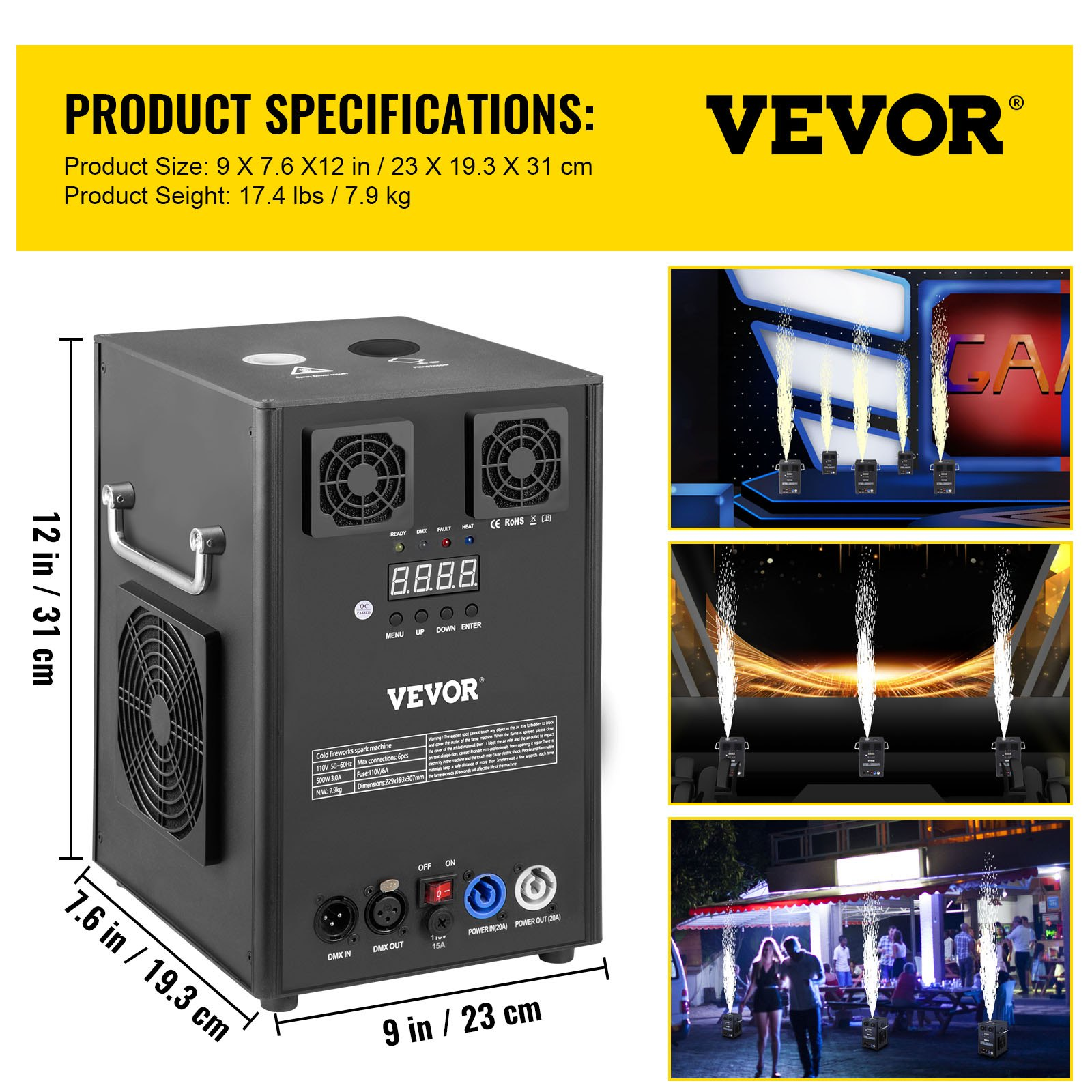 VEVOR 700W 2pcs Large Stage Equipment Special Effect Machine, Smart DMX Control Stage Equipment Showing Machine, Stage Lighting Effect Machine with Wireless Remote Control for Musical Show, Wedding, Goodies N Stuff