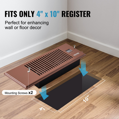 VEVOR Register Booster Fan, Quiet Vent Booster Fan Fits 4” x 12” Register Holes, with Remote Control and Thermostat Control, Adjustable Speed for Heating Cooling Smart Vent, Brown, Goodies N Stuff