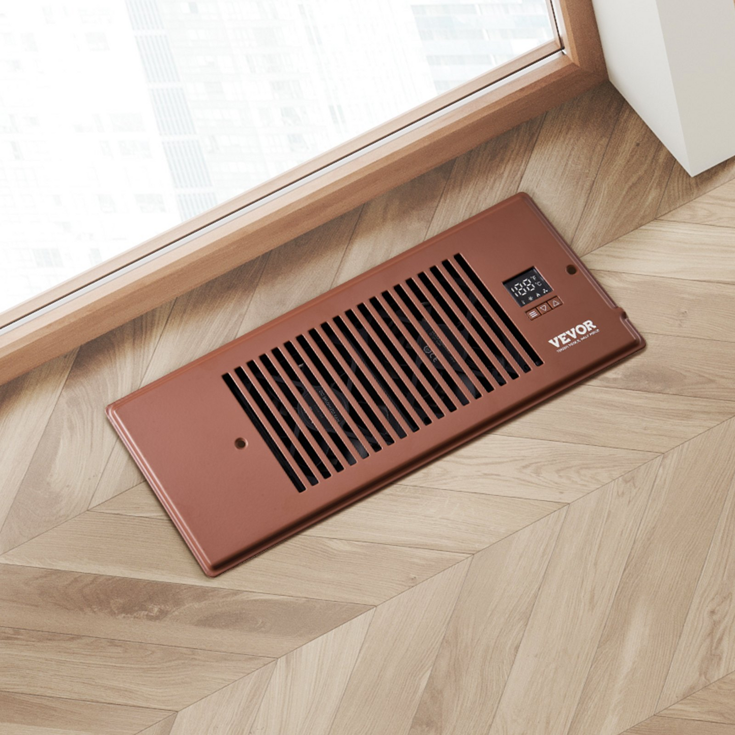 VEVOR Register Booster Fan, Quiet Vent Booster Fan Fits 4” x 12” Register Holes, with Remote Control and Thermostat Control, Adjustable Speed for Heating Cooling Smart Vent, Brown, Goodies N Stuff