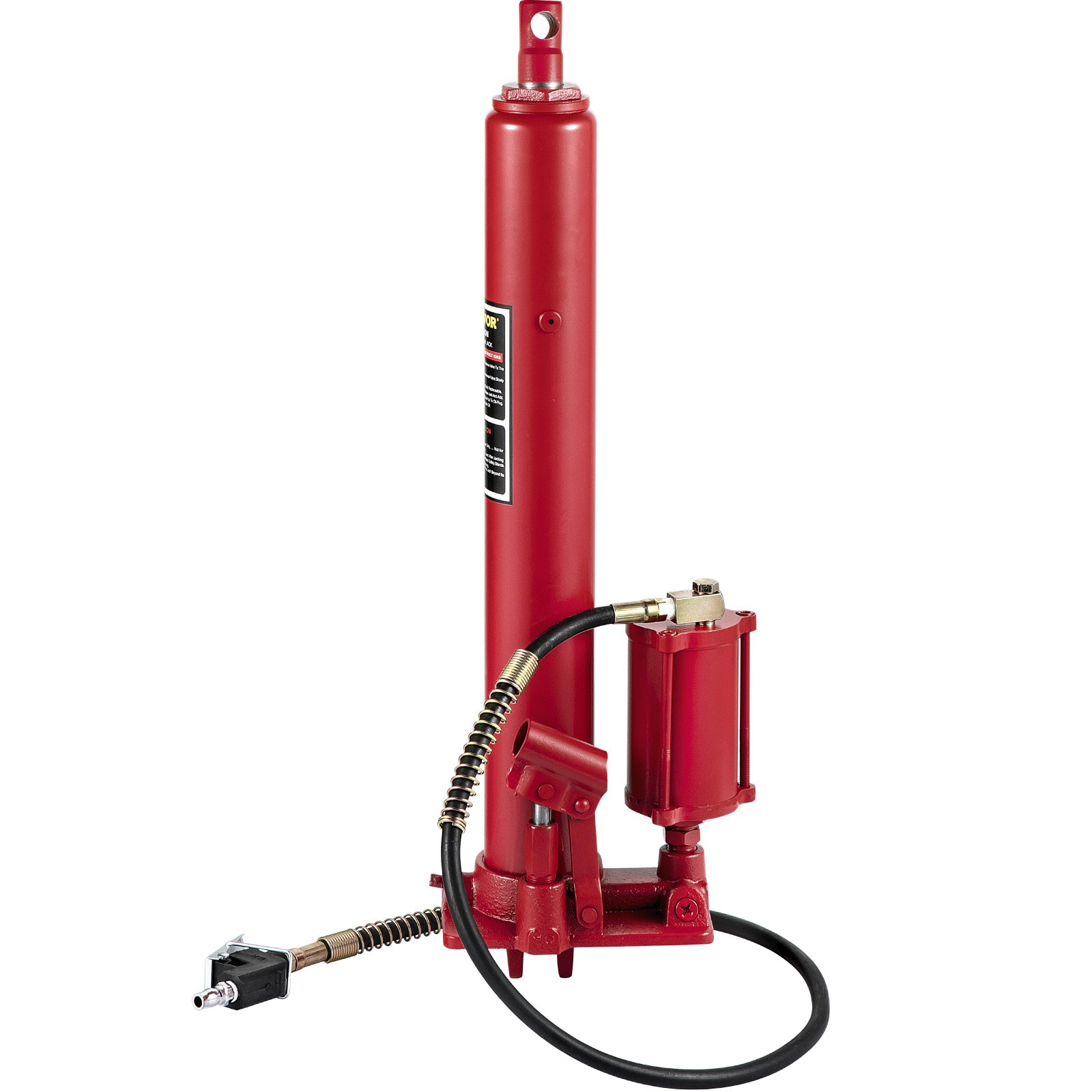 VEVOR Hydraulic/Pneumatic Long Ram Jack, 8 Tons/17363 lbs Capacity, with Single Piston Pump and Clevis Base, Manual Cherry Picker w/Handle, for Garage/Shop Cranes, Engine Lift Hoist, Red, Goodies N Stuff