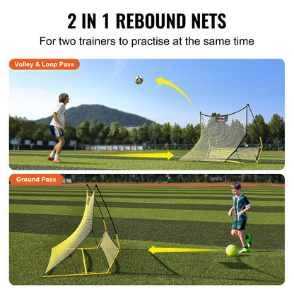 VEVOR Soccer Trainer, 2-IN-1 Portable Soccer Rebounder Net, 71"x40" Iron Soccer Practice Equipment, Goodies N Stuff