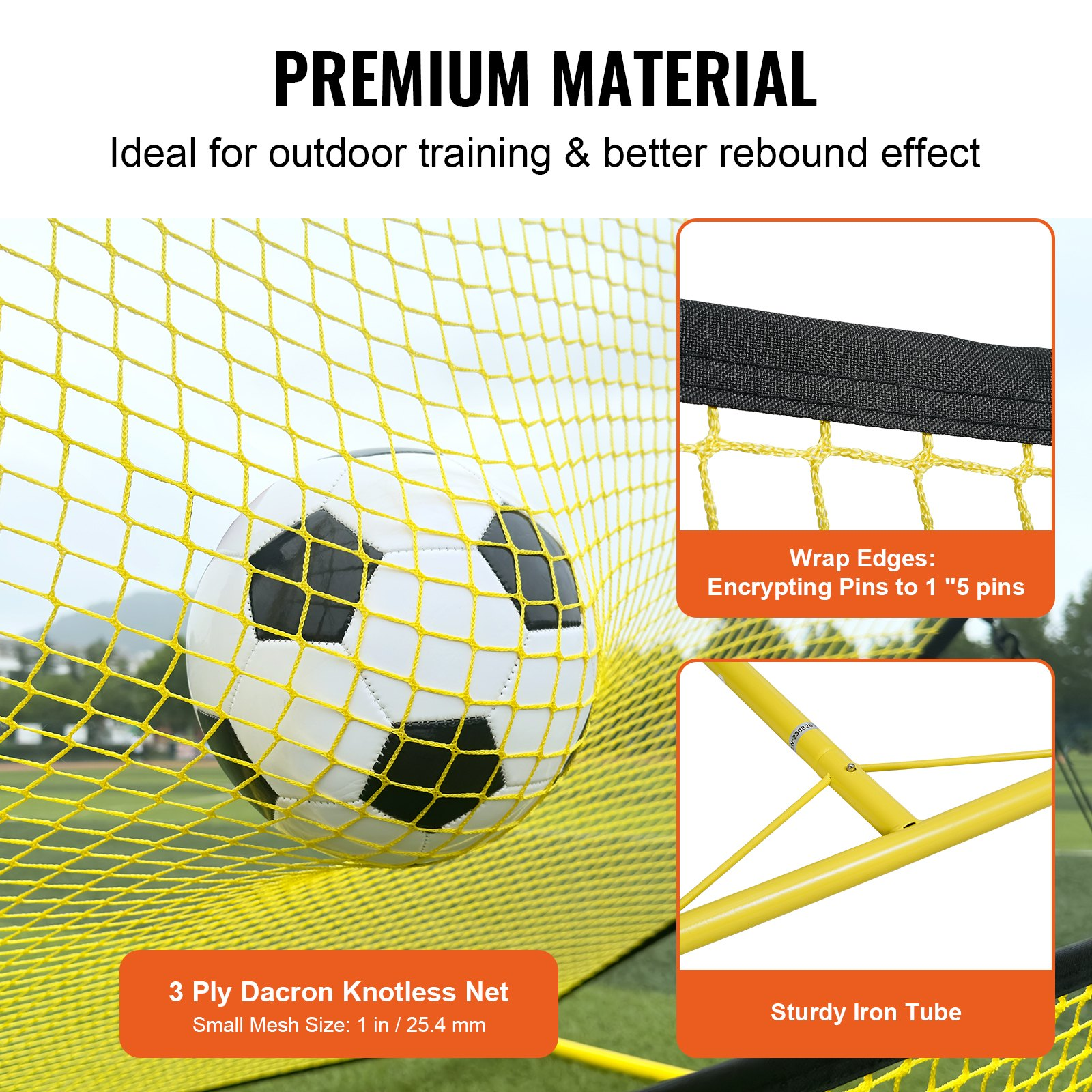 VEVOR Soccer Trainer, 2-IN-1 Portable Soccer Rebounder Net, 71"x40" Iron Soccer Practice Equipment, Goodies N Stuff