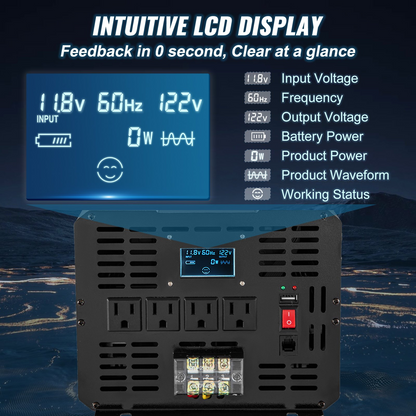 VEVOR Pure Sine Wave Inverter, 5000 Watt, Power Inverter, DC 12V to AC 120V Car Inverter, with LCD Display, USB Port and Remote Controller, Power Converter for Car RV Truck Solar System Travel Camping, Goodies N Stuff