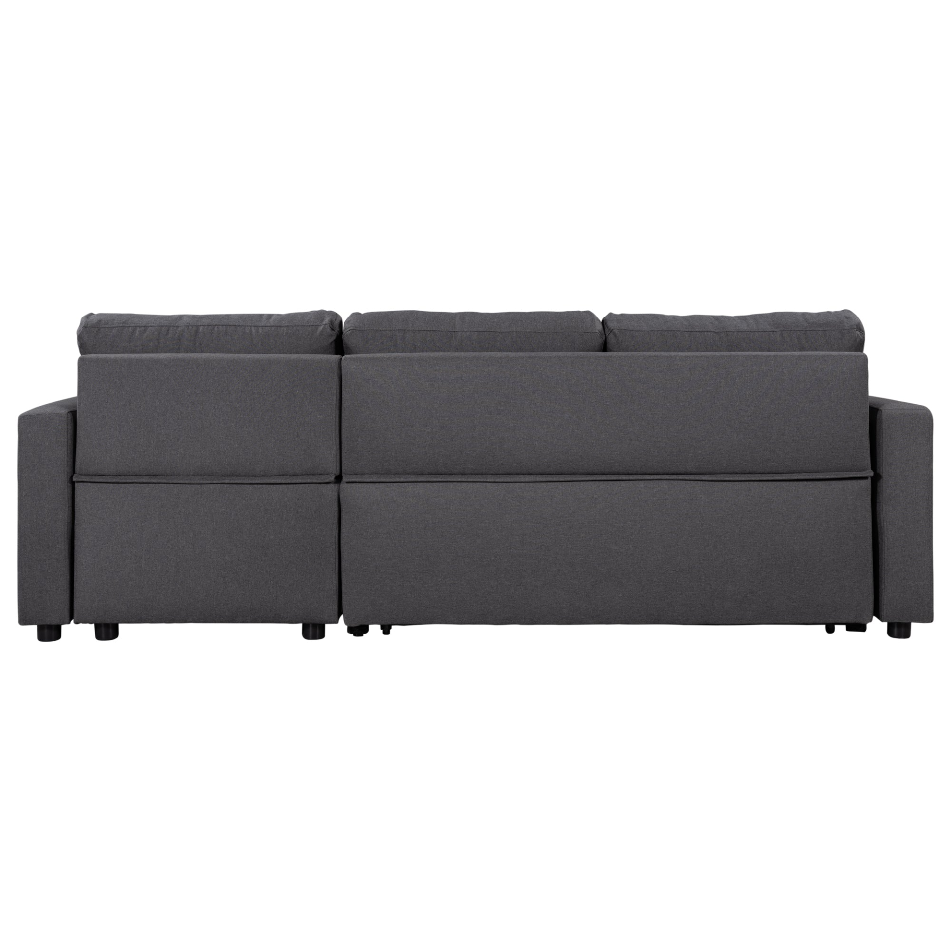 Upholstery  Sleeper Sectional Sofa Grey with Storage Space, 2 Tossing Cushions, Goodies N Stuff