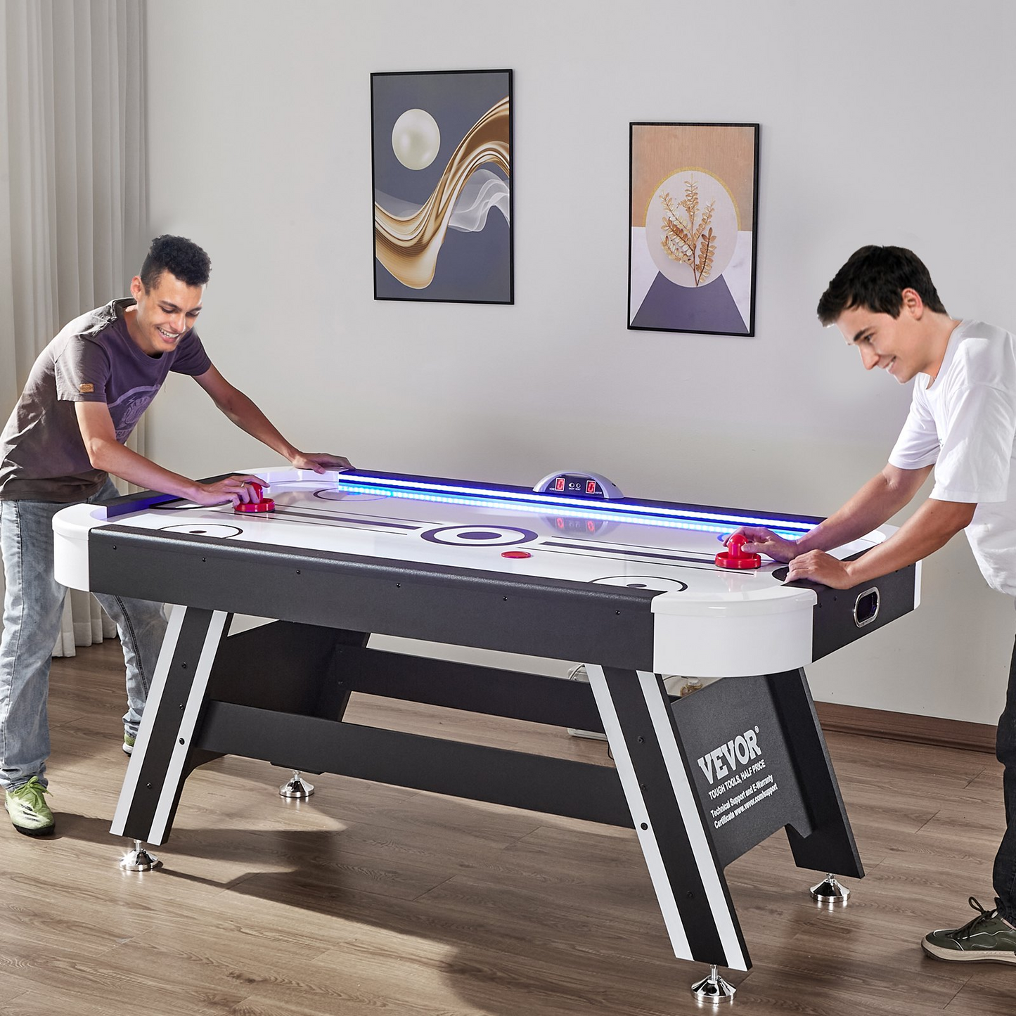 VEVOR Air-Powered Hockey Table, 72" Indoor Hockey Table for Kids and Adults, LED Sports Hockey Game with 2 Pucks, 2 Pushers, and Electronic Score System, Arcade Gaming Set for Game Room Family Home, Goodies N Stuff