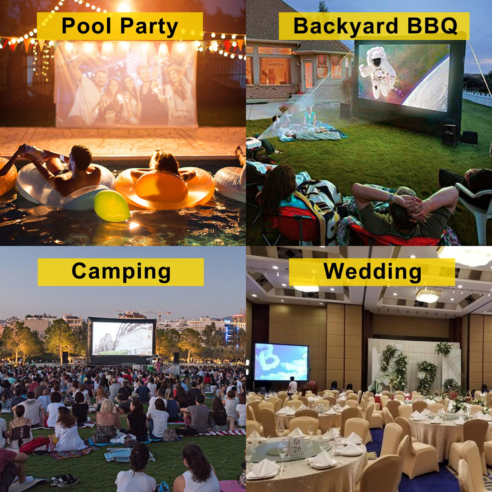 VEVOR Inflatable Movie Screen 20FT （240inch）Inflatable Projector Screen for outside with 350W Air Blower Inflatable Screen Oxford Fabric Material Blow Up Screen for Outdoor Movie Supports Front/Rear Projection, Goodies N Stuff