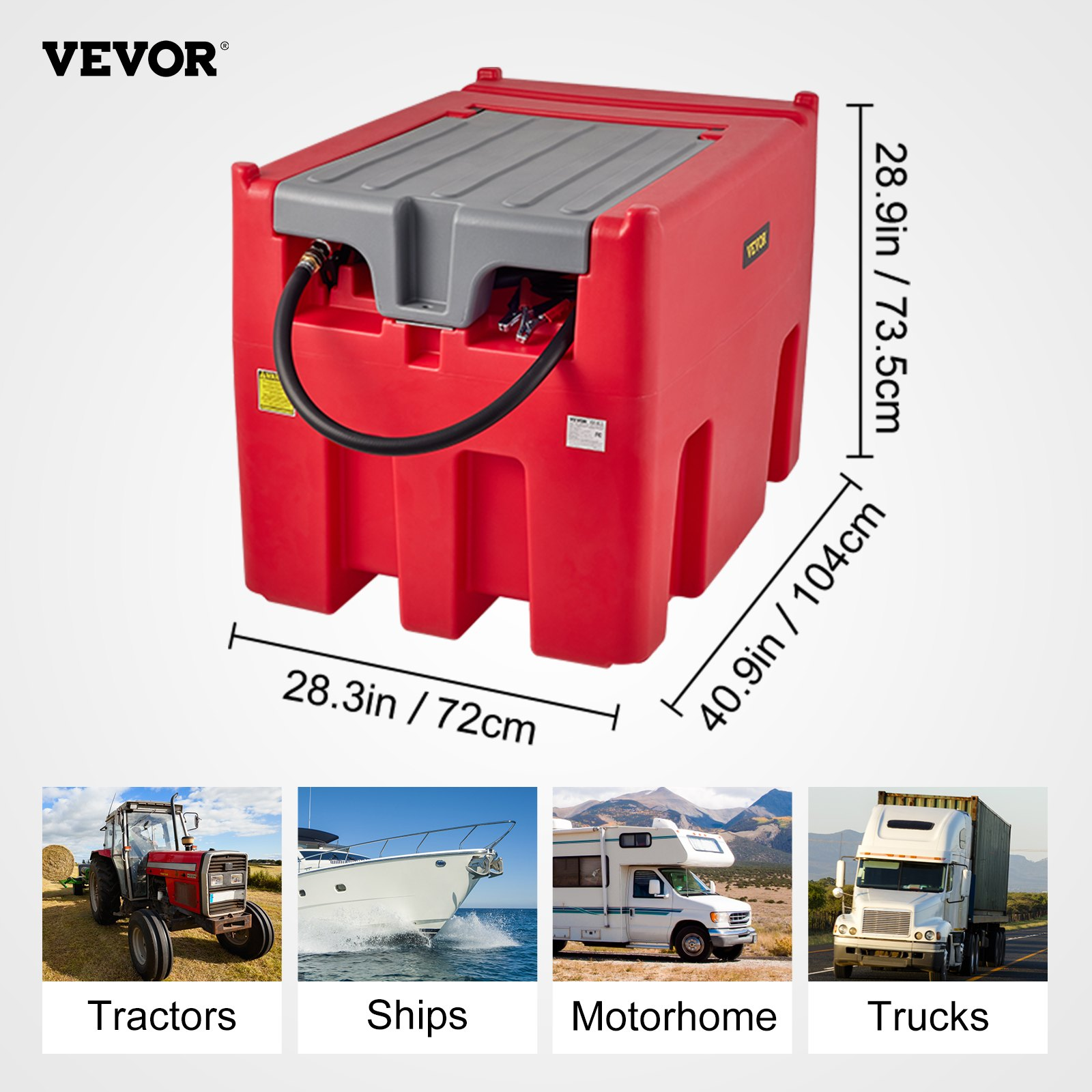 VEVOR Portable Diesel Tank, 116 Gallon Capacity & 10 GPM Flow Rate, Diesel Fuel Tank with 12V Electric Transfer Pump and 13.1ft Rubber Hose, PE Diesel Transfer Tank for Easy Fuel Transportation, Red, Goodies N Stuff