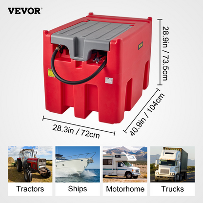 VEVOR Portable Diesel Tank, 116 Gallon Capacity & 10 GPM Flow Rate, Diesel Fuel Tank with 12V Electric Transfer Pump and 13.1ft Rubber Hose, PE Diesel Transfer Tank for Easy Fuel Transportation, Red, Goodies N Stuff