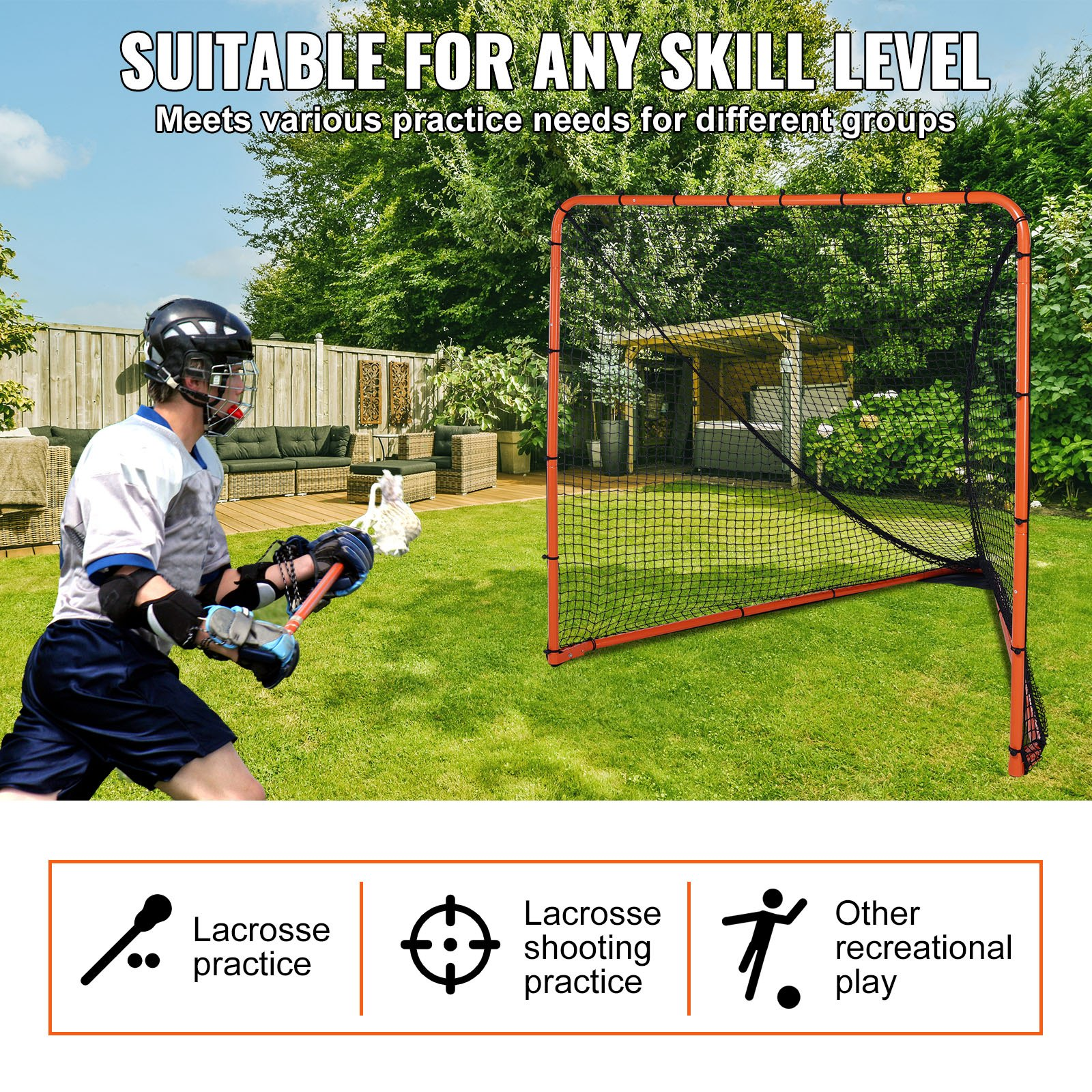 VEVOR Lacrosse Goal, 6' x 6' Lacrosse Net, Folding Portable Backyard Training Equipment, Goodies N Stuff