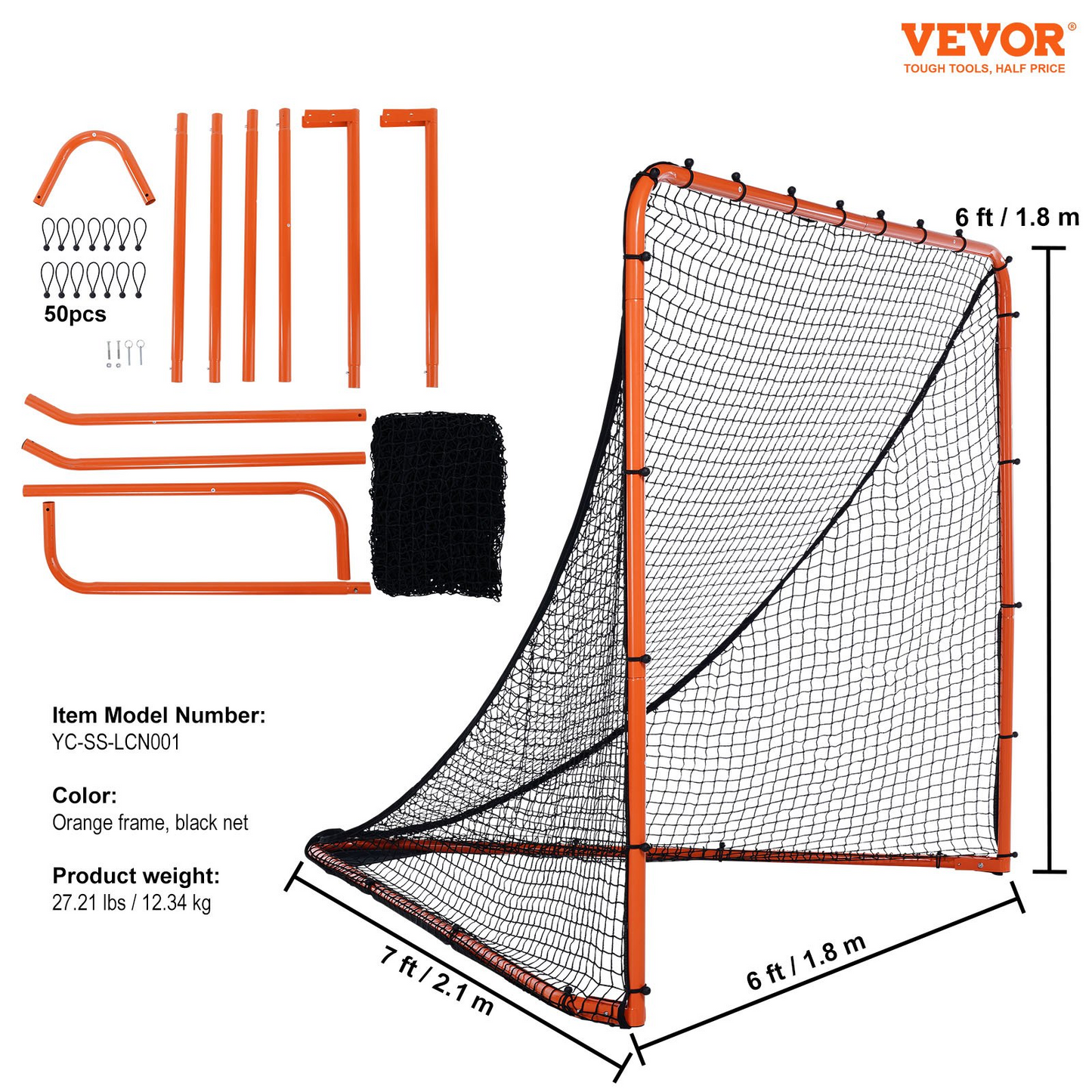 VEVOR Lacrosse Goal, 6' x 6' Lacrosse Net, Folding Portable Backyard Training Equipment, Goodies N Stuff