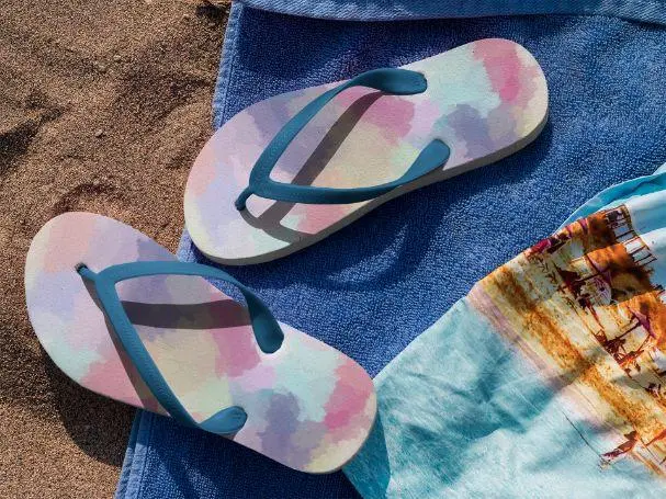 Abstract Pastels Flip Flops - Customized Printed Fabric Top Side, Goodies N Stuff