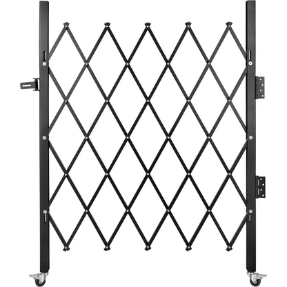 VEVOR Single Folding Security Gate, 5.1'H x 5.9'W （61 x 71 inch）Folding Door Gate, Steel Accordion Security Gate, Flexible Expanding Security Gate, 360° Rolling Barricade Gate, Scissor Gate/Door with Padlock, Goodies N Stuff