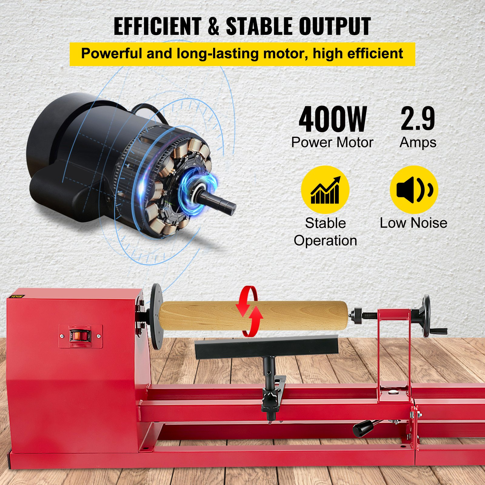 VEVOR Wood Lathe, 14" x 40", Power Wood Turning Lathe 1/2HP 4 Speed 1100/1600/2300/3400RPM, Benchtop Wood Lathe with 3 Chisels Perfect for High Speed Sanding and Polishing of Finished Work, Goodies N Stuff