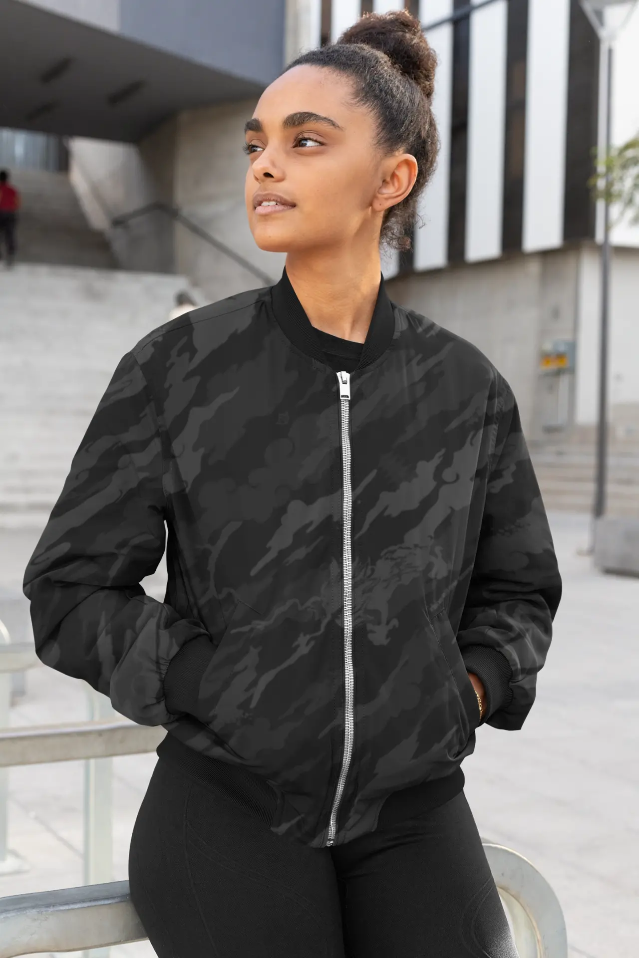 Alpine Black Retro Female Bomber Jacket, Goodies N Stuff