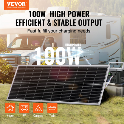 VEVOR 100W Monocrystalline Solar Panel Kit 12V Solar Panel & Charge Controller, Goodies N Stuff