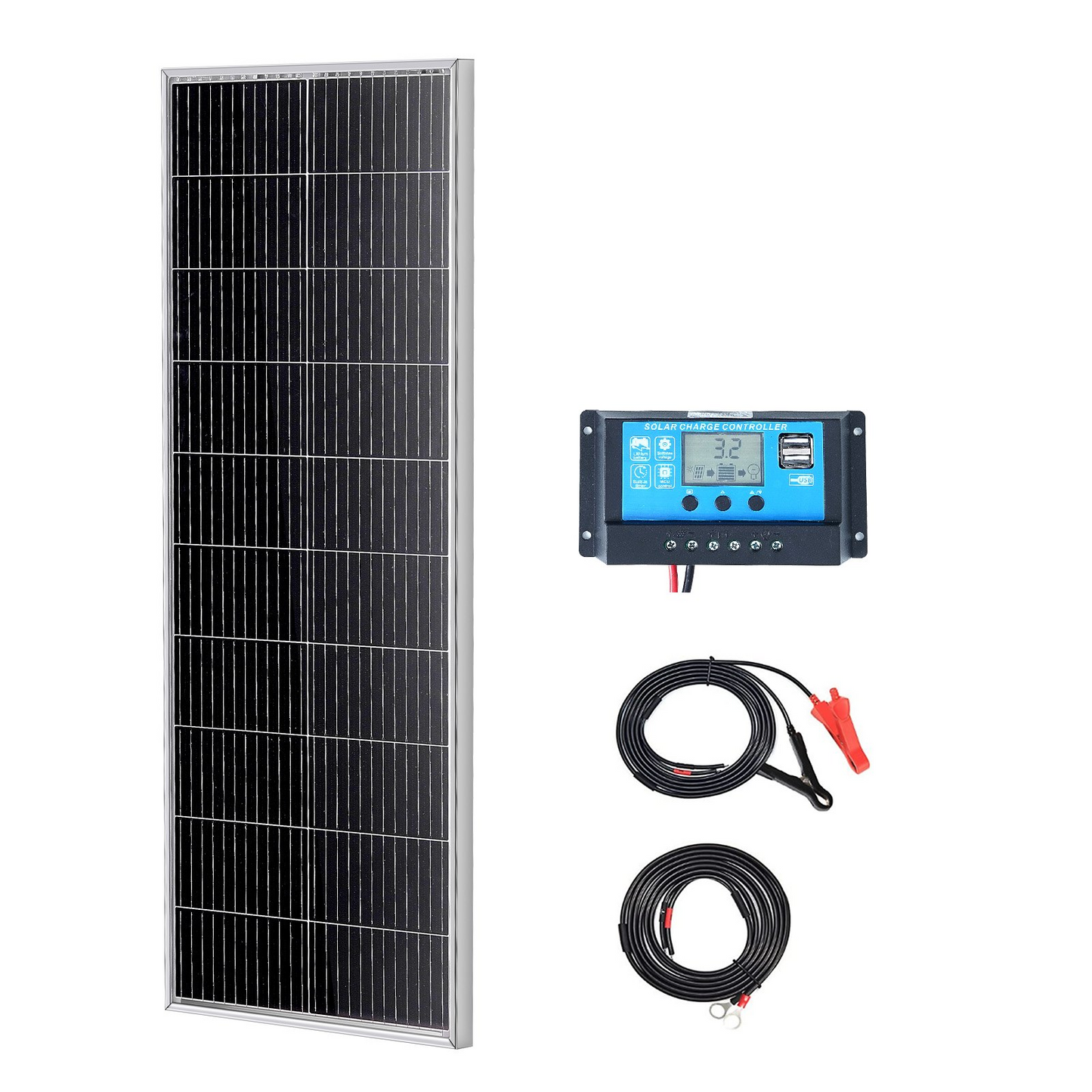 VEVOR 100W Monocrystalline Solar Panel Kit 12V Solar Panel & Charge Controller, Goodies N Stuff