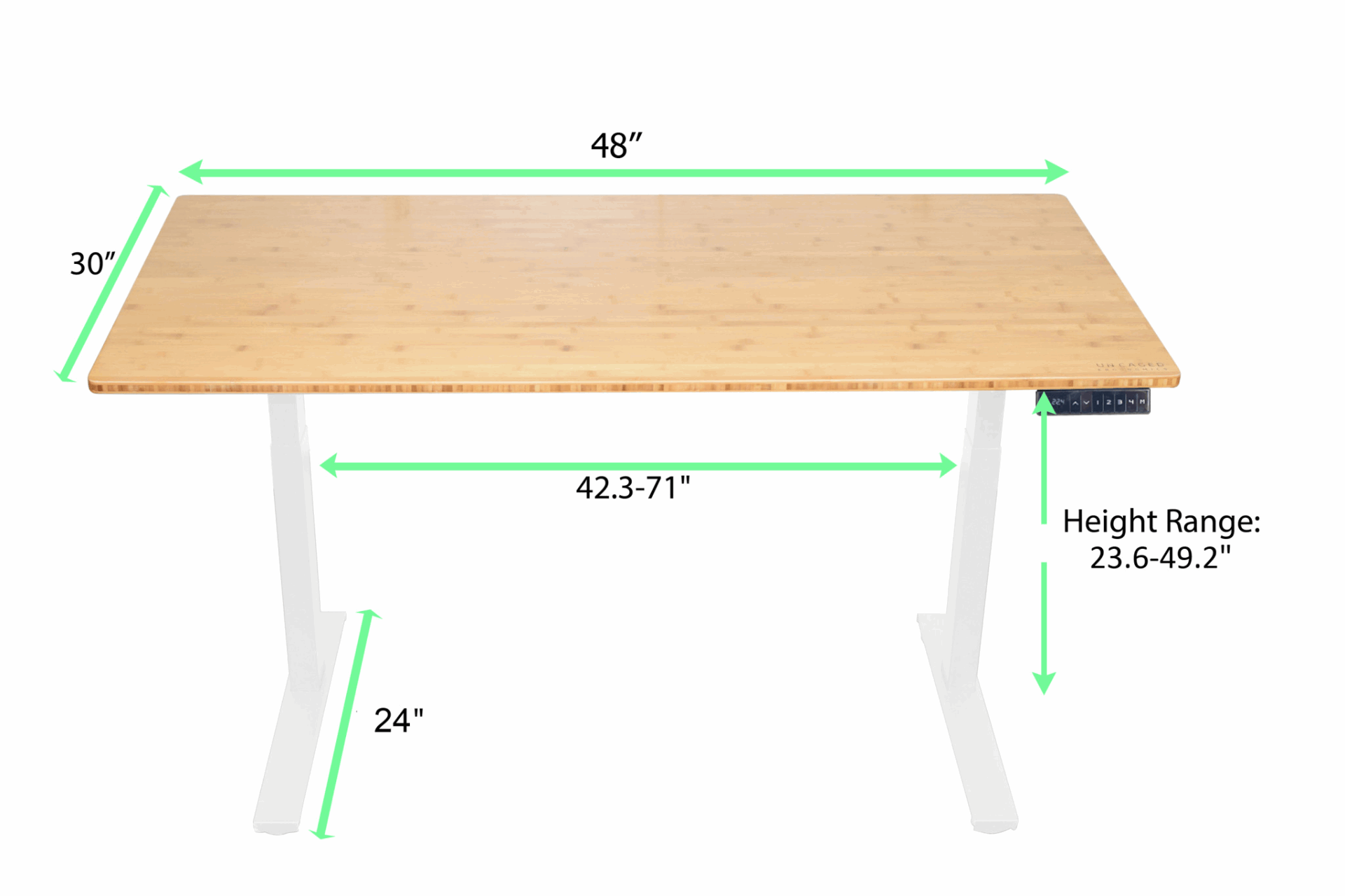 "White and Natural Bamboo 52"" Dual Motor Electric Office Adjustable Computer Desk"