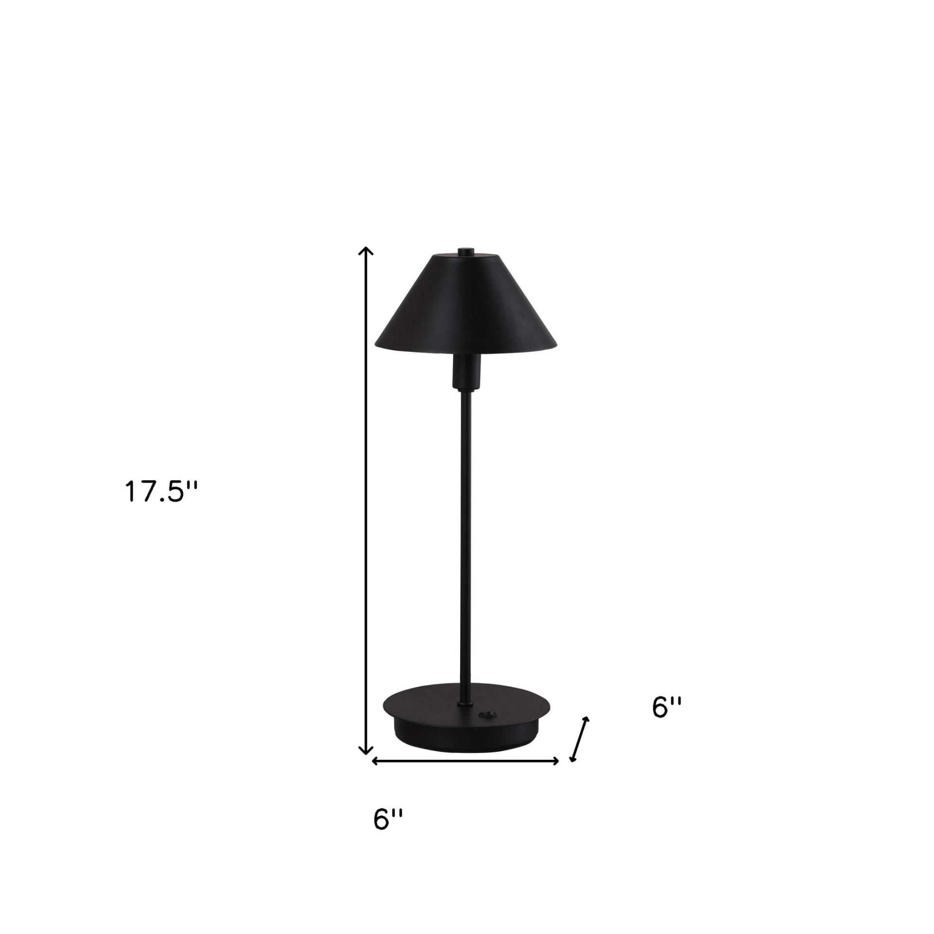 "18"" Black Metal Bedside Table Lamp With Black Cone Shade", Goodies N Stuff