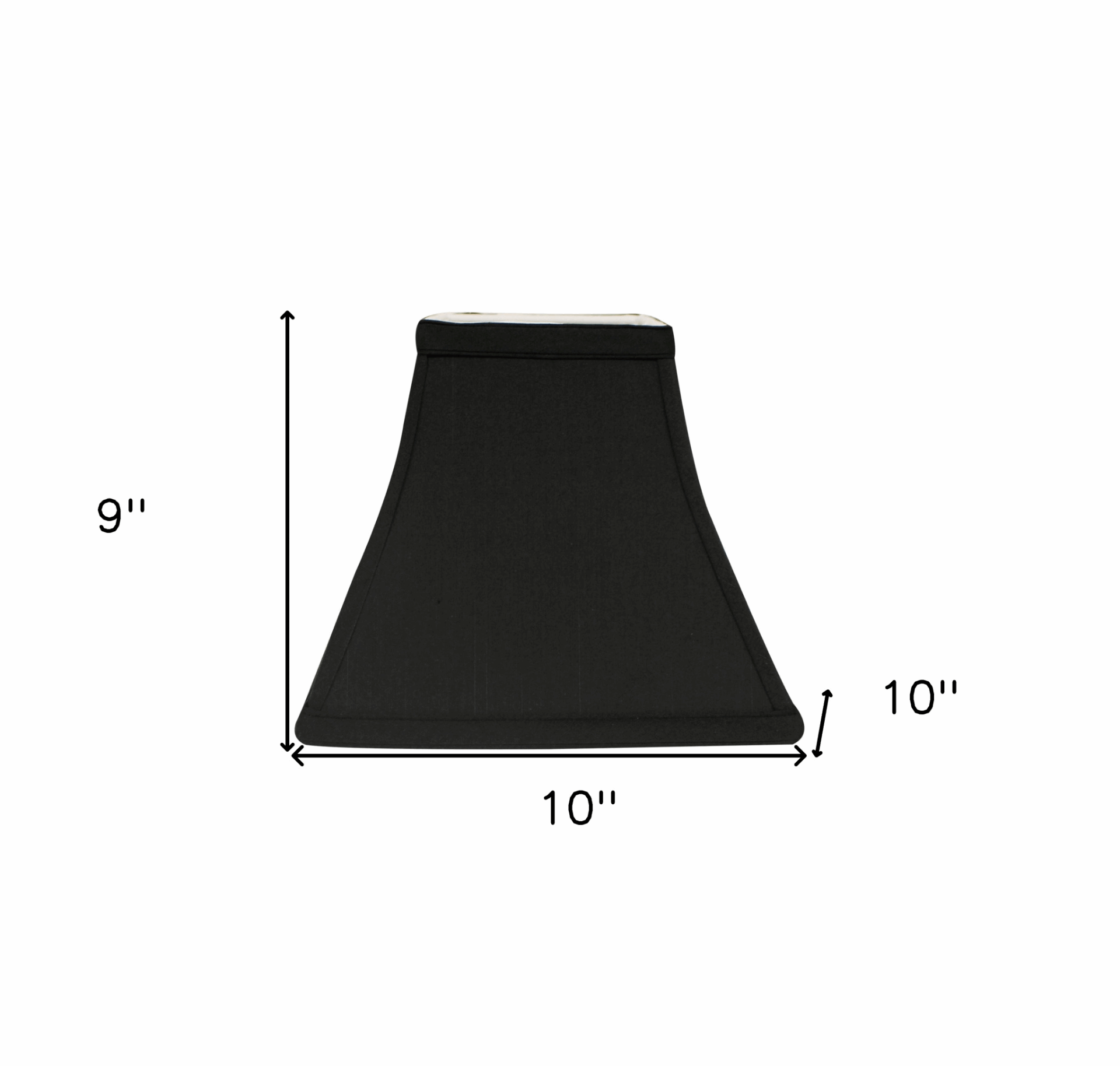 "10"" Black with White Lining Square Bell Shantung Lampshade"