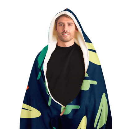 Abstract Leaf Pattern Hooded Blanket - Ultra Soft and Cozy, Goodies N Stuff